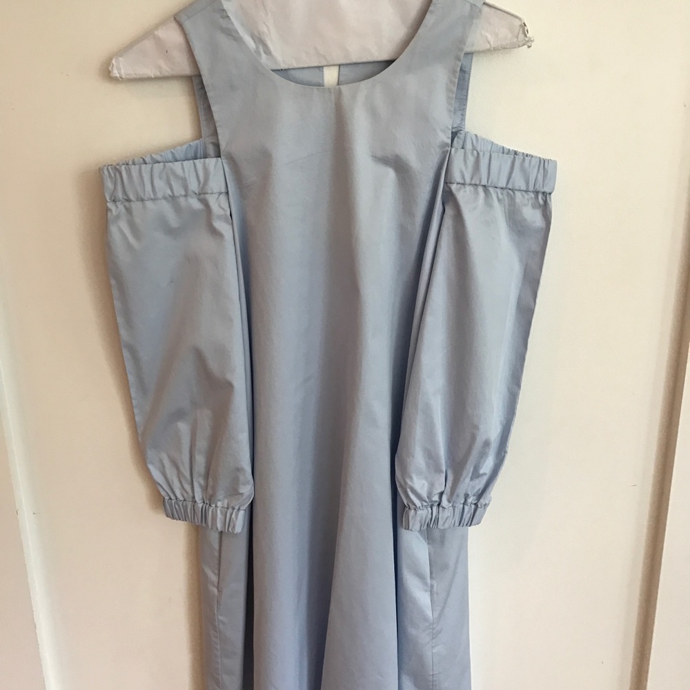 Tibi Light Blue Cut out Shoulder Dress